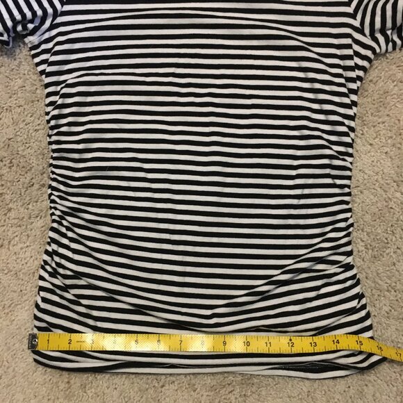 B&W French Stripe Stylish Zipper Sleeve Tee - Picture 13 of 15